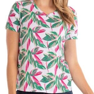 NWT NEW Fresh Produce White Rainbow Foliage V-Neck Tee Top S, M or L